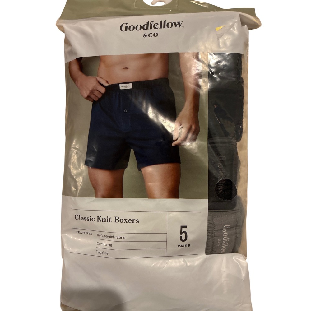 Goodfellow & Co Mens 5 Pack Classic Knit Boxers Multicolor Cotton Size S‎ 28-30